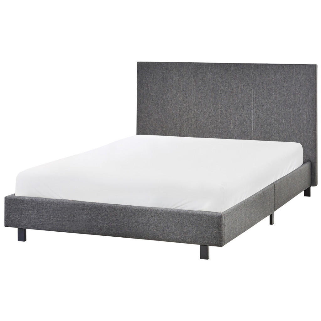 Beliani POSTEL s roštem 120/200 cm Látka Šedá Albi