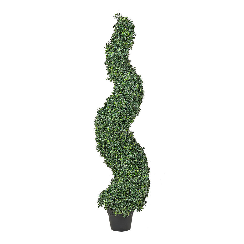 Beliani UMĚLÁ ROSTLINA v květináči 120 cm Zelená/Černá Boxwood Spiral Tree
