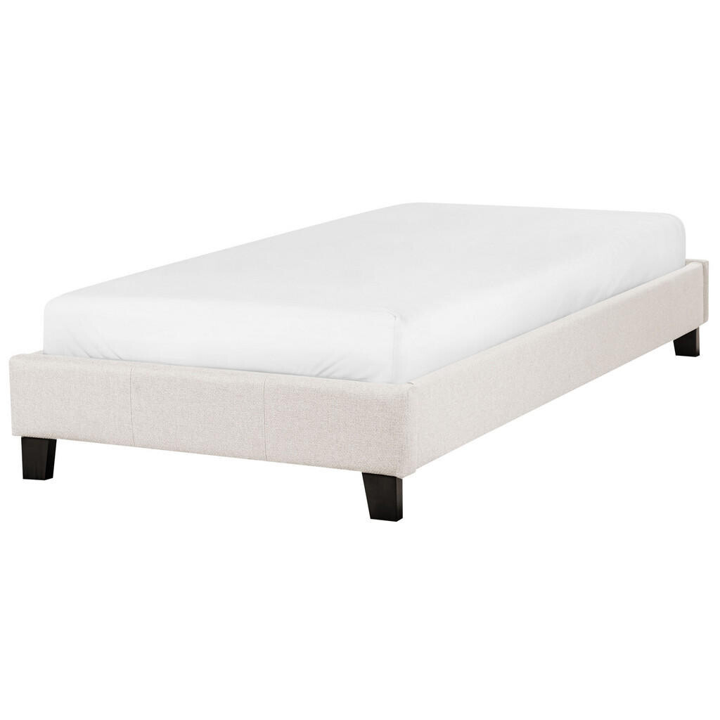 Beliani ČALOUNĚNÁ POSTEL Beige-Dunkler Odstín dřeva 90-200 cm Roanne