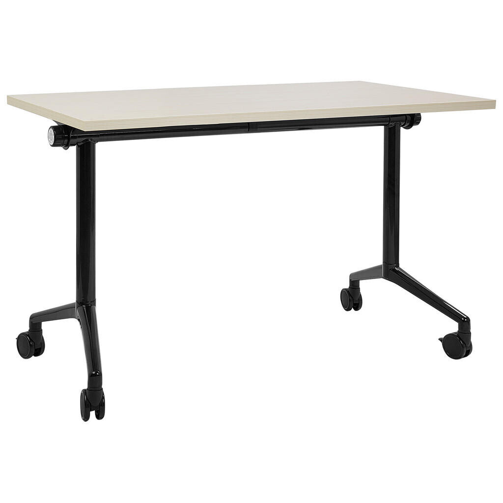 Beliani PSACÍ STŮL Skládací Světle hnědý 120/60 cm s kolečky Cavi