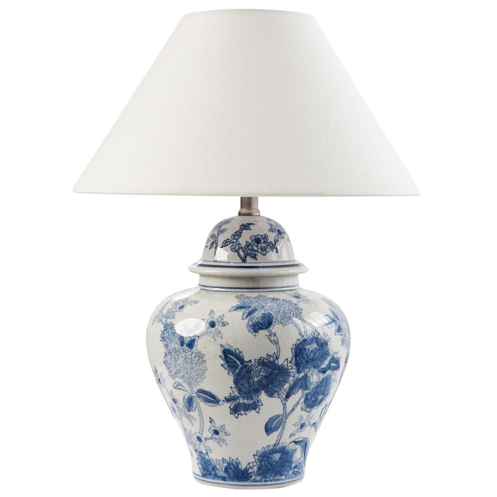 Beliani STOLNÍ LAMPA Porcelán Bílá / Modrá Sorraia