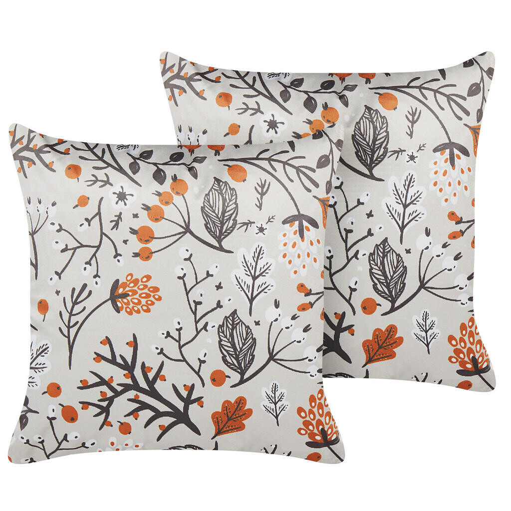 Beliani SAMETOVÝ POLŠTÁŘ sada 2 ks Krémově bílý 45/45 cm Montbretia