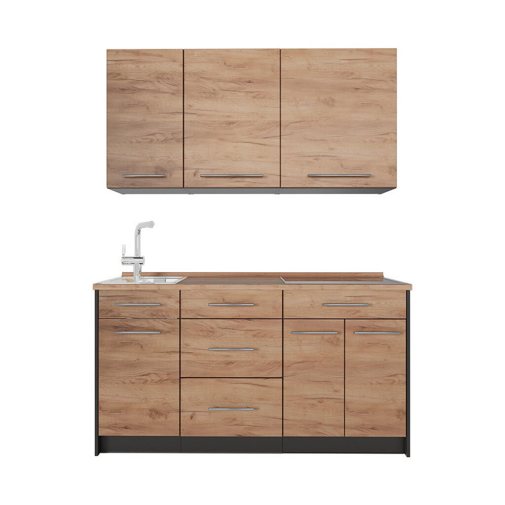 Vicco JEDNOTKOVÁ KUCHYNĚ Fame-Line, Zlatý mocný dub/Antracit, 150 cm, PD Dub