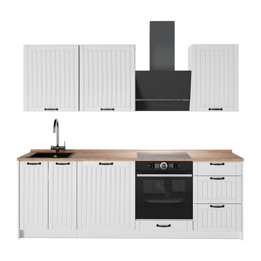Vicco KUCHYŇSKÝ KOUT Fame-Line, Bílý venkovský dům/Bílá, 230 cm, PD Dub