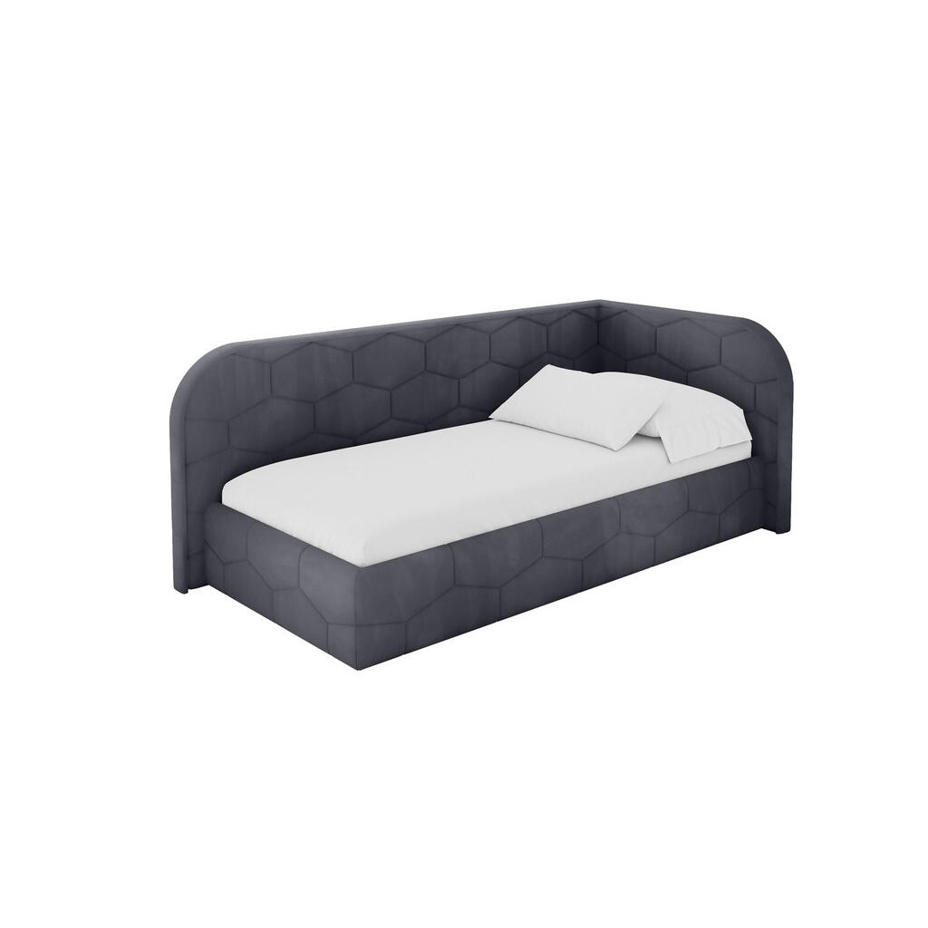 ALTDECOR JEDNOLŮŽKOVÁ POSTEL pro mládež s úložným prostorem, vlevo - JAXY 100x200 tmavě šedá