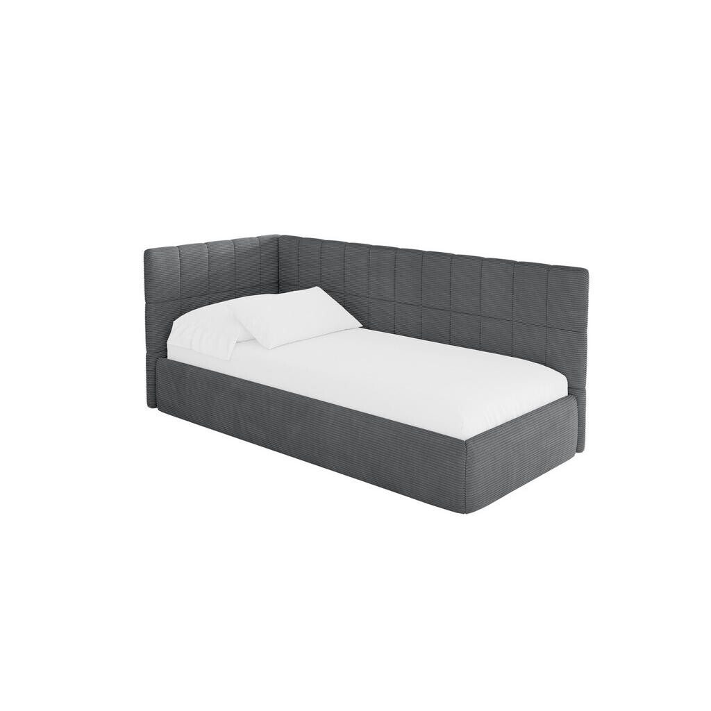 ALTDECOR JEDNOLŮŽKOVÁ POSTEL pro mládež s úložným prostorem a matrací H3/H4, vpravo - TULY 100x200 tmavě šedá