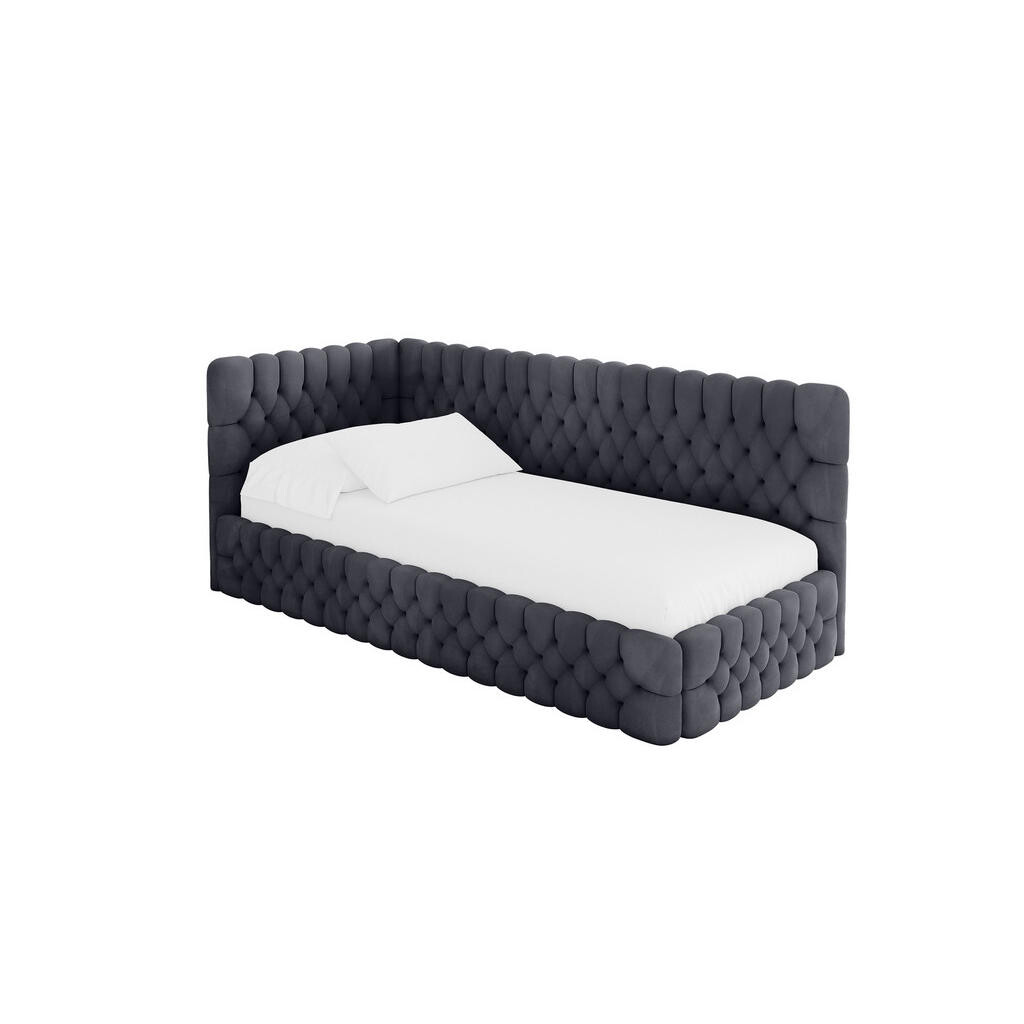 ALTDECOR JEDNOLŮŽKOVÁ POSTEL pro mládež s úložným prostorem a matrací H3/H4, vpravo - MULY 80x200 tmavě šedá