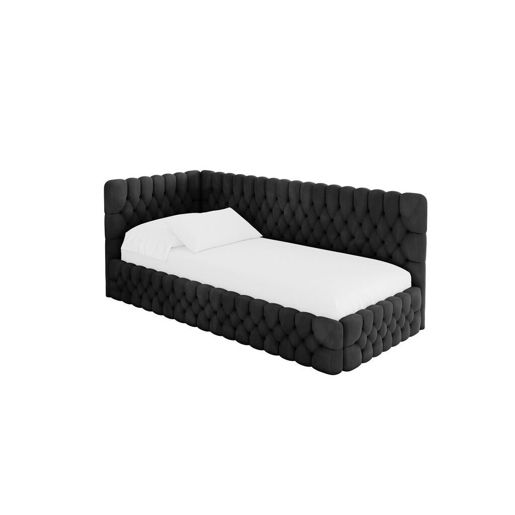 ALTDECOR JEDNOLŮŽKOVÁ POSTEL pro mládež s úložným prostorem a matrací H3/H4, vpravo - MULY 90x200 černá