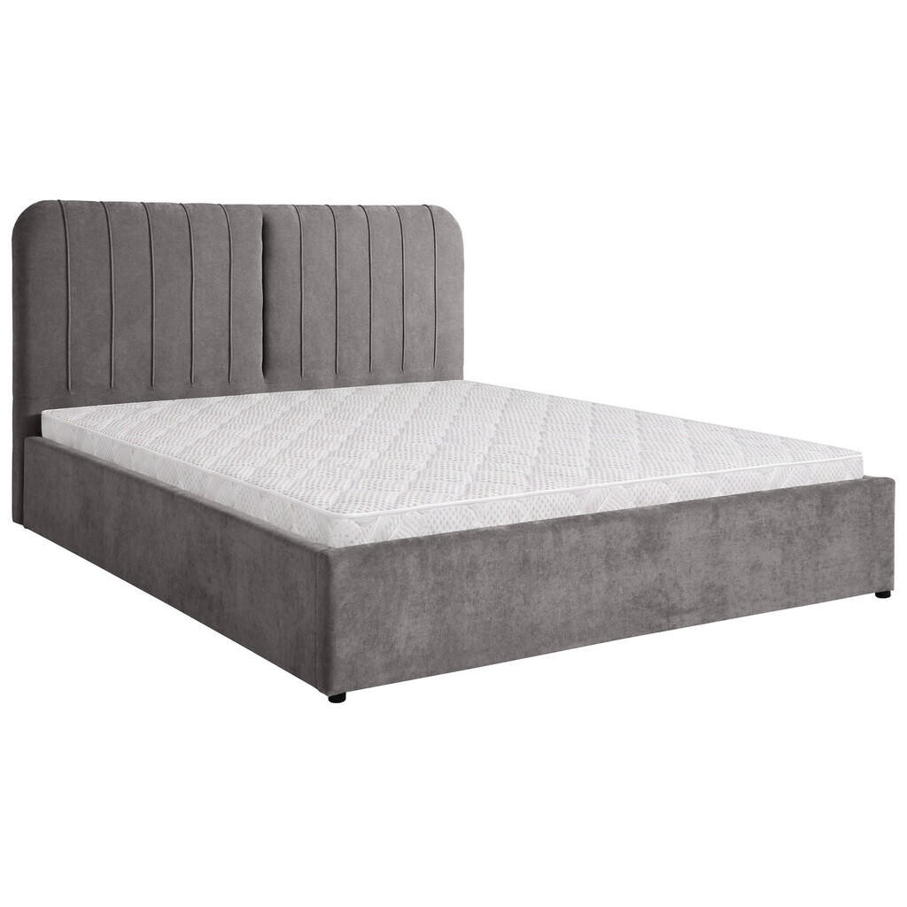 Beautysofa ČALOUNĚNÁ POSTEL Livre s pěnovou matrací 10 cm, s úložným prostorem, 160x200 cm, žinylková látka, tmavě šedá