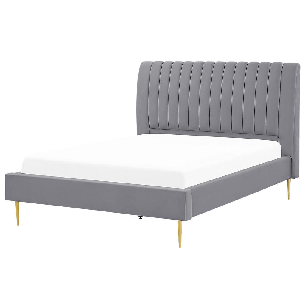 Beliani ČALOUNĚNÁ POSTEL 140/200 cm Šedá Marville