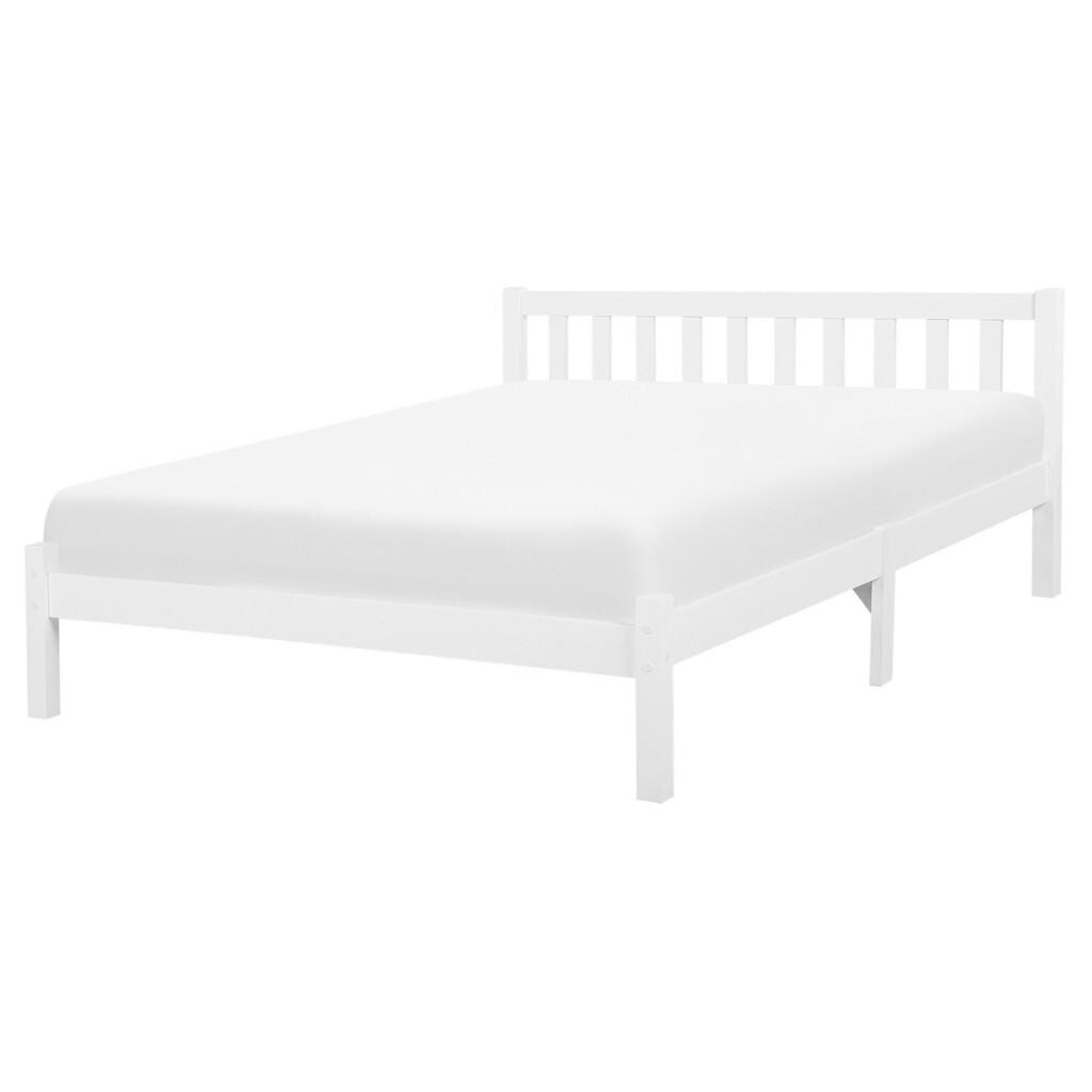 Beliani DŘEVĚNÁ POSTEL 160/200 cm Bílá Florac