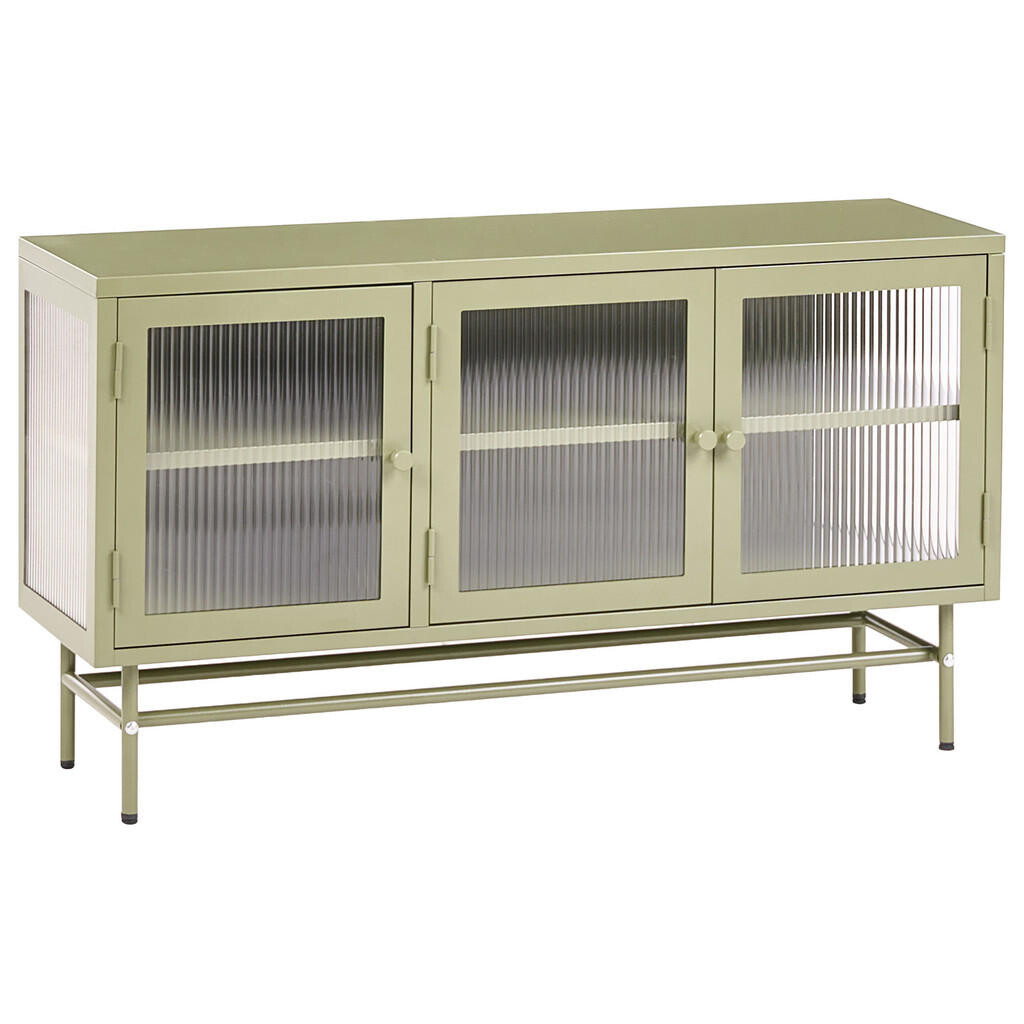Beliani SIDEBOARD se skleněnými dveřmi Kov 115 cm Zelený Devon