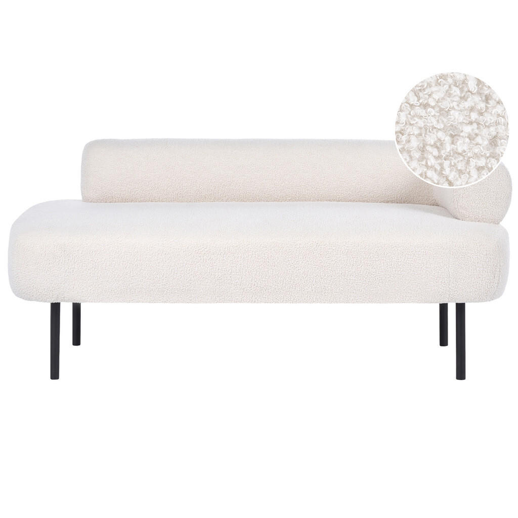 Beliani ČALOUNĚNÉ LEHÁTKO CHAISE LONGUE PRAVOSTRANNÉ Bouclé Krémově bílé Mirmande