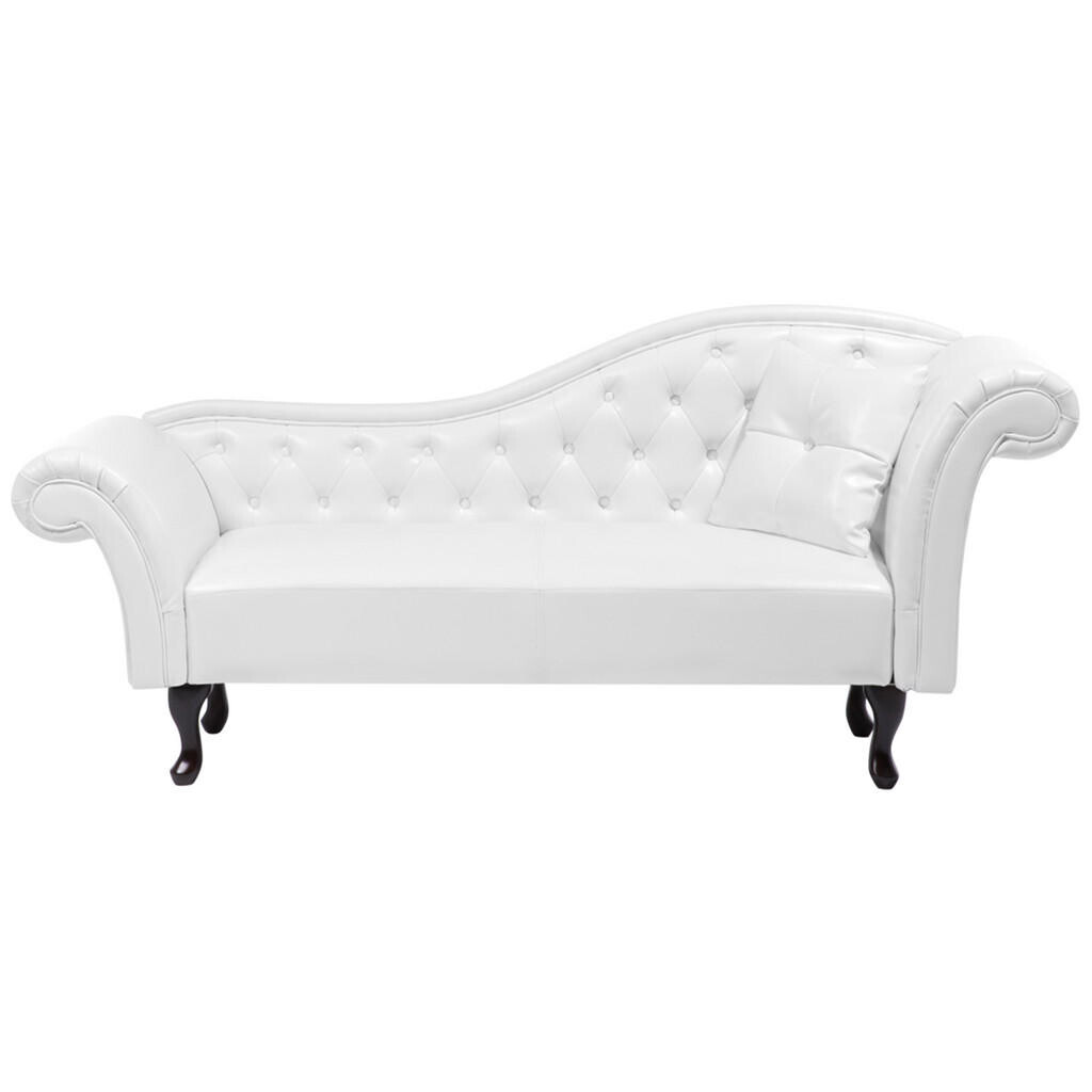 Beliani ČALOUNĚNÉ LEHÁTKO CHAISE LONGUE Umělá kůže bílé pravostranné Lattes