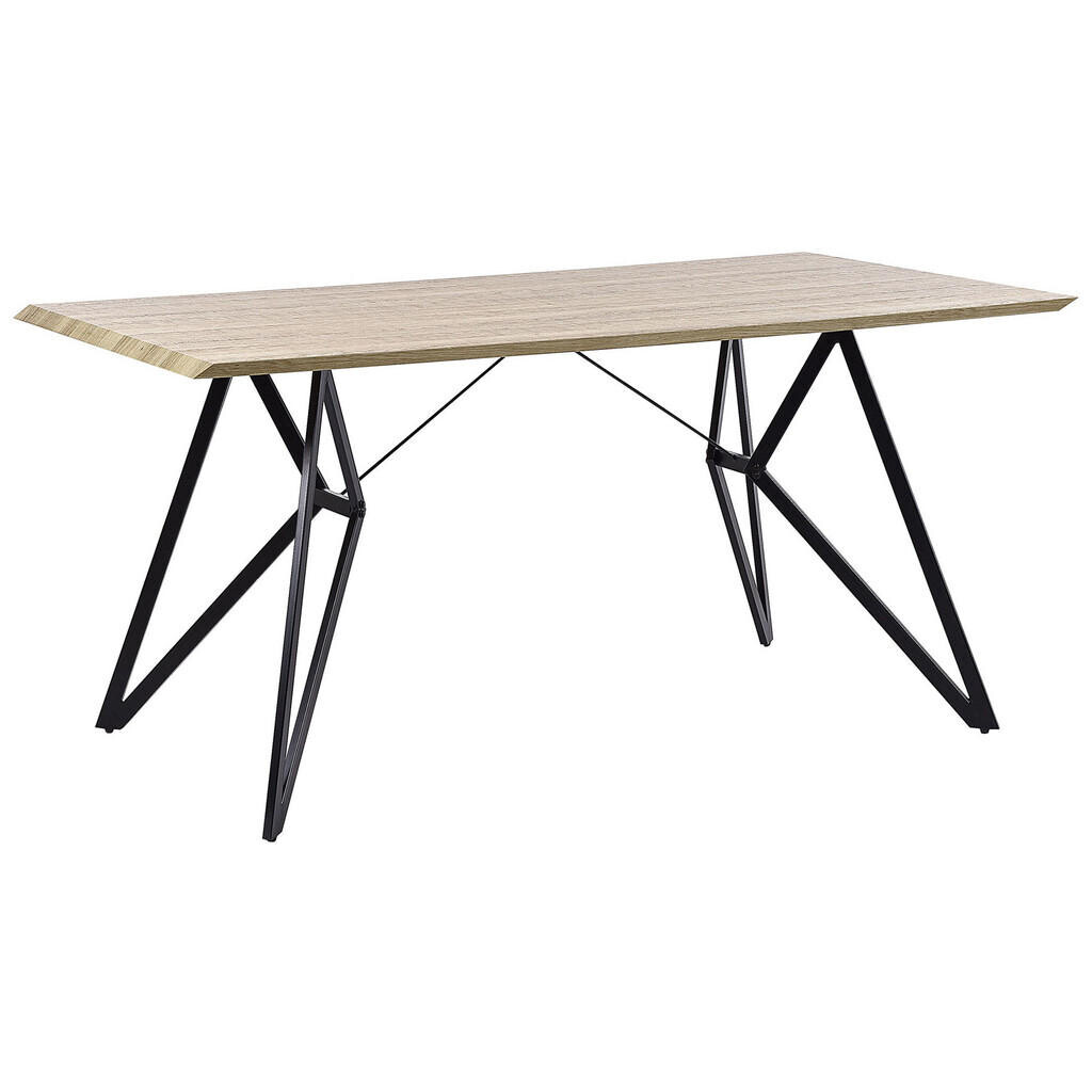 Beliani JÍDELNÍ STŮL 160/90/76 cm Světle hnědý, Černý Obdélníkový Buscot