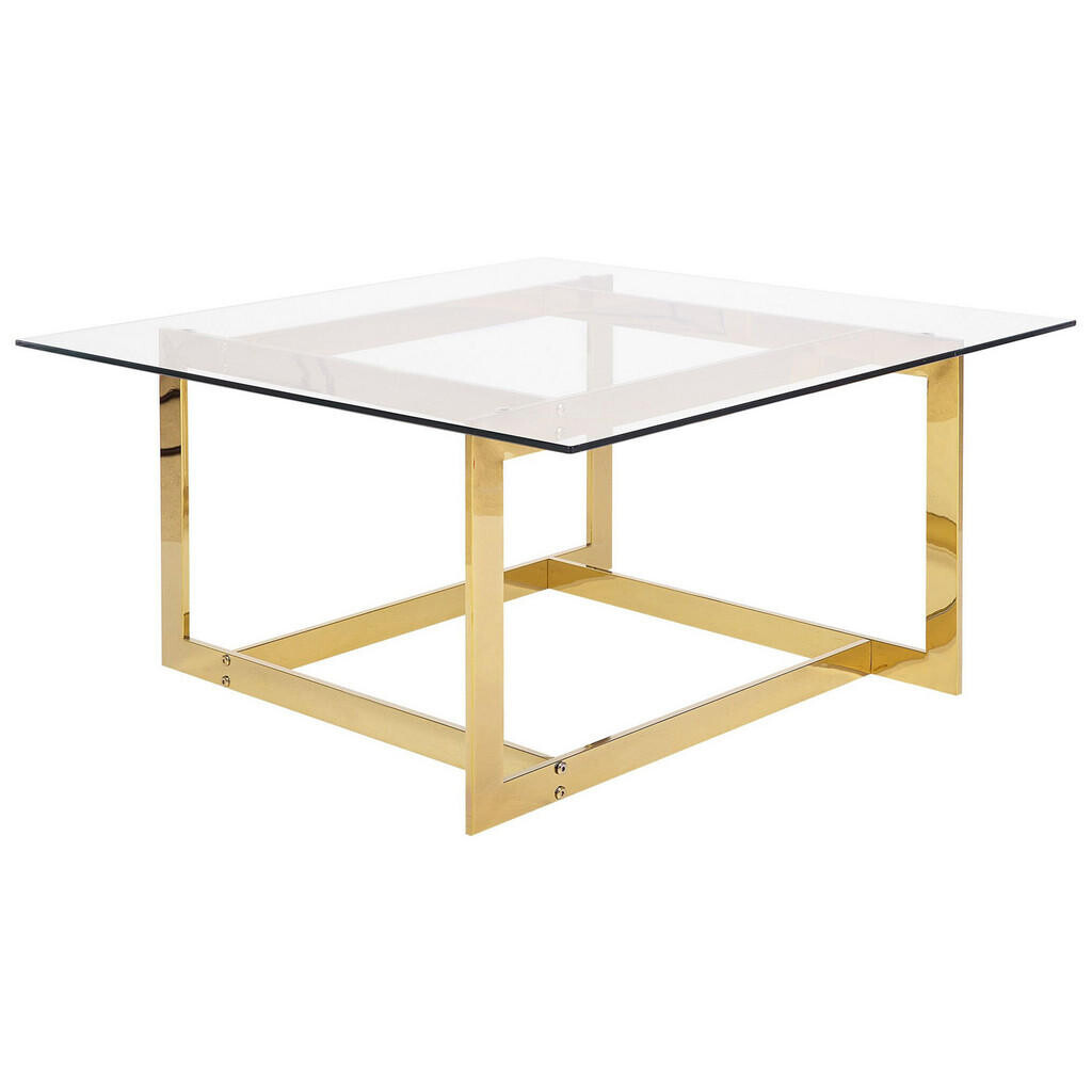 Beliani KONFERENČNÍ STOLEK Sklo zlatý čtvercový 80/80 cm Crystal