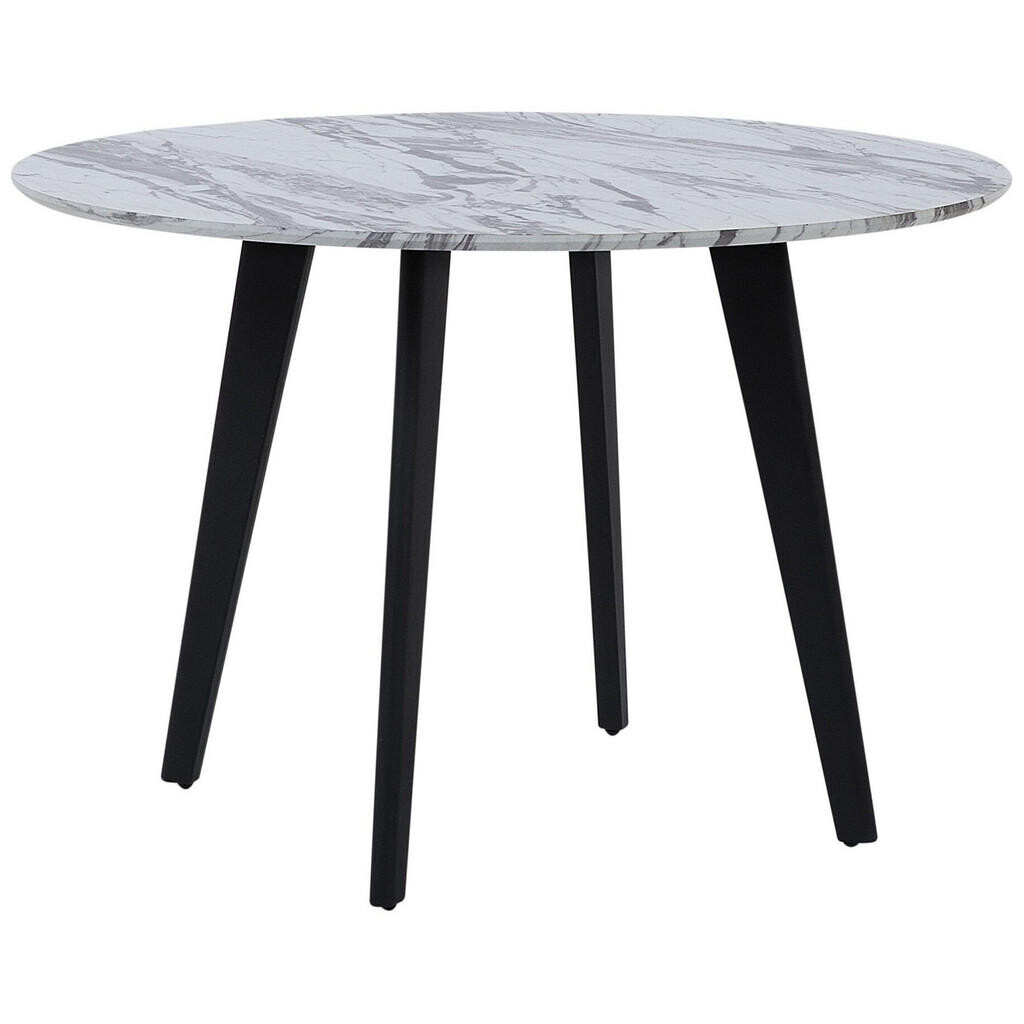 Beliani JÍDELNÍ STŮL 110/110/75 cm Šedý, Bílý, Černý Kulatý Kenton