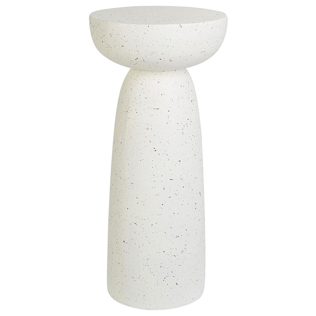Beliani PŘÍSTAVNÝ STOLEK Beton krémově bílý Terrazzo Look kulatý 33 cm Cadini