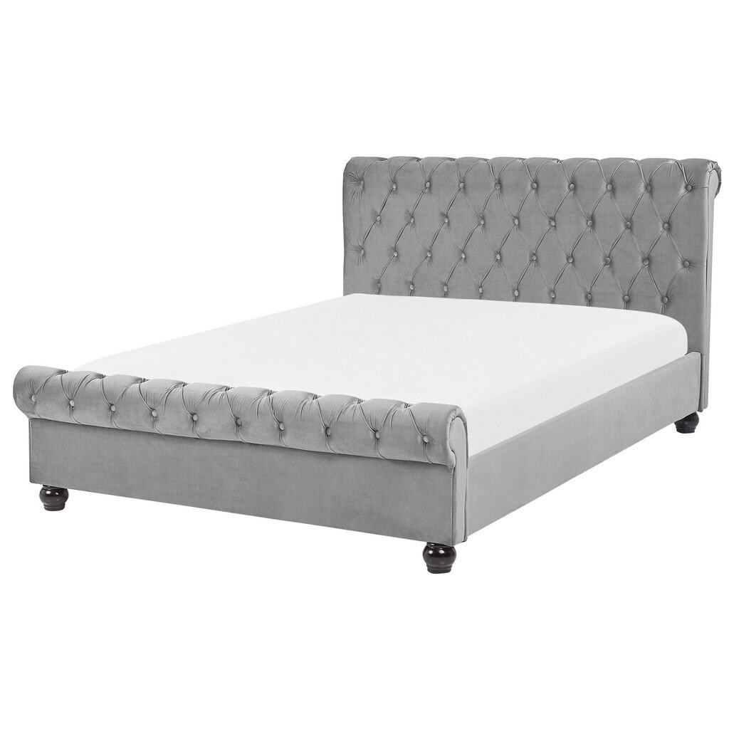 Beliani POSTEL 140/200 cm Světle šedá Avallon