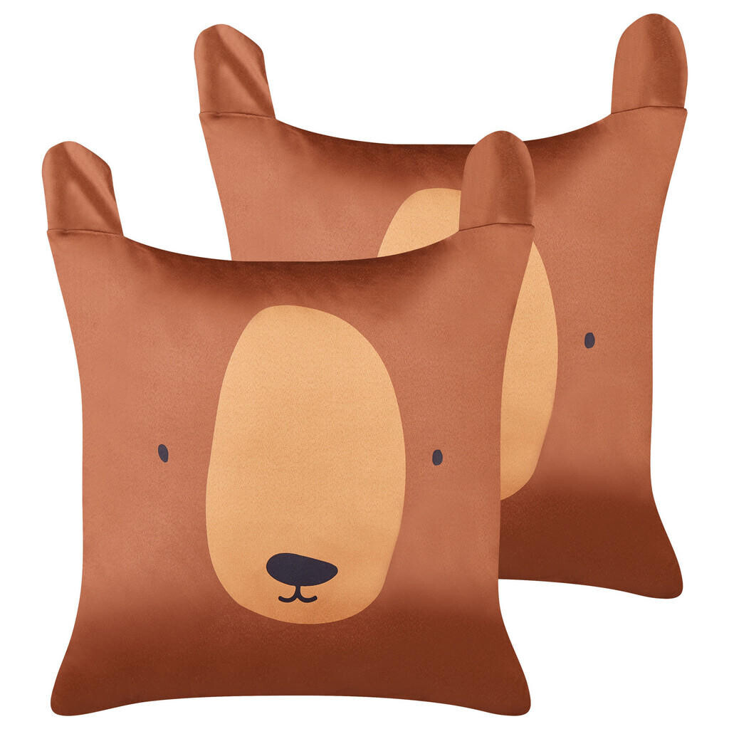 Beliani DEKORATIVNÍ polštář sada 2 ks Hnědý 45/45 cm Teddybear