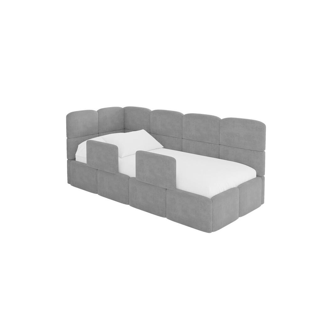 ALTDECOR JEDNOLŮŽKOVÁ POSTEL pro mládež s úložným prostorem a matrací H3/H4, vpravo - KIVY 100x200 šedá