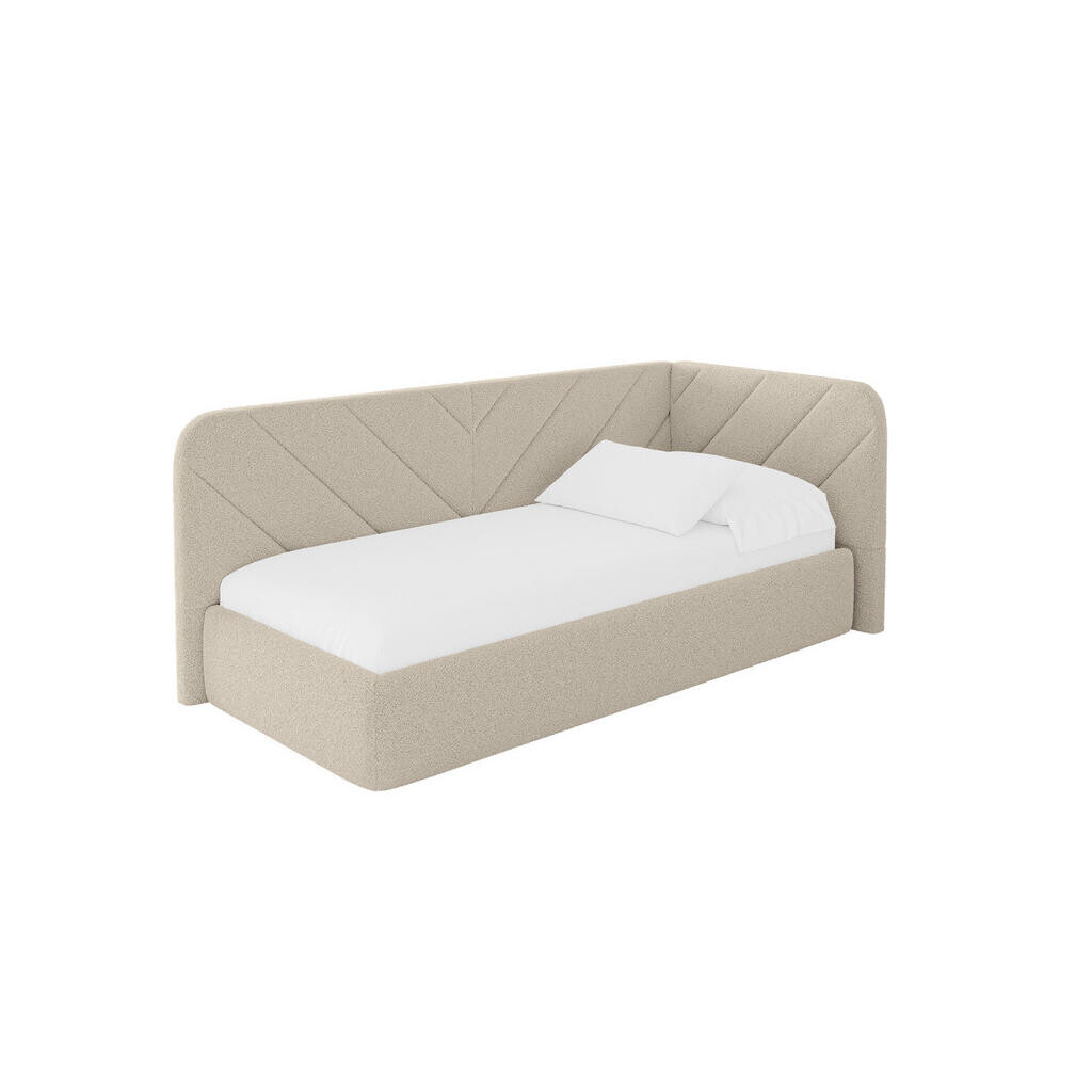 ALTDECOR JEDNOLŮŽKOVÁ POSTEL pro mládež s úložným prostorem a matrací H3/H4, vlevo - FIKY 80x200 tmavě béžová