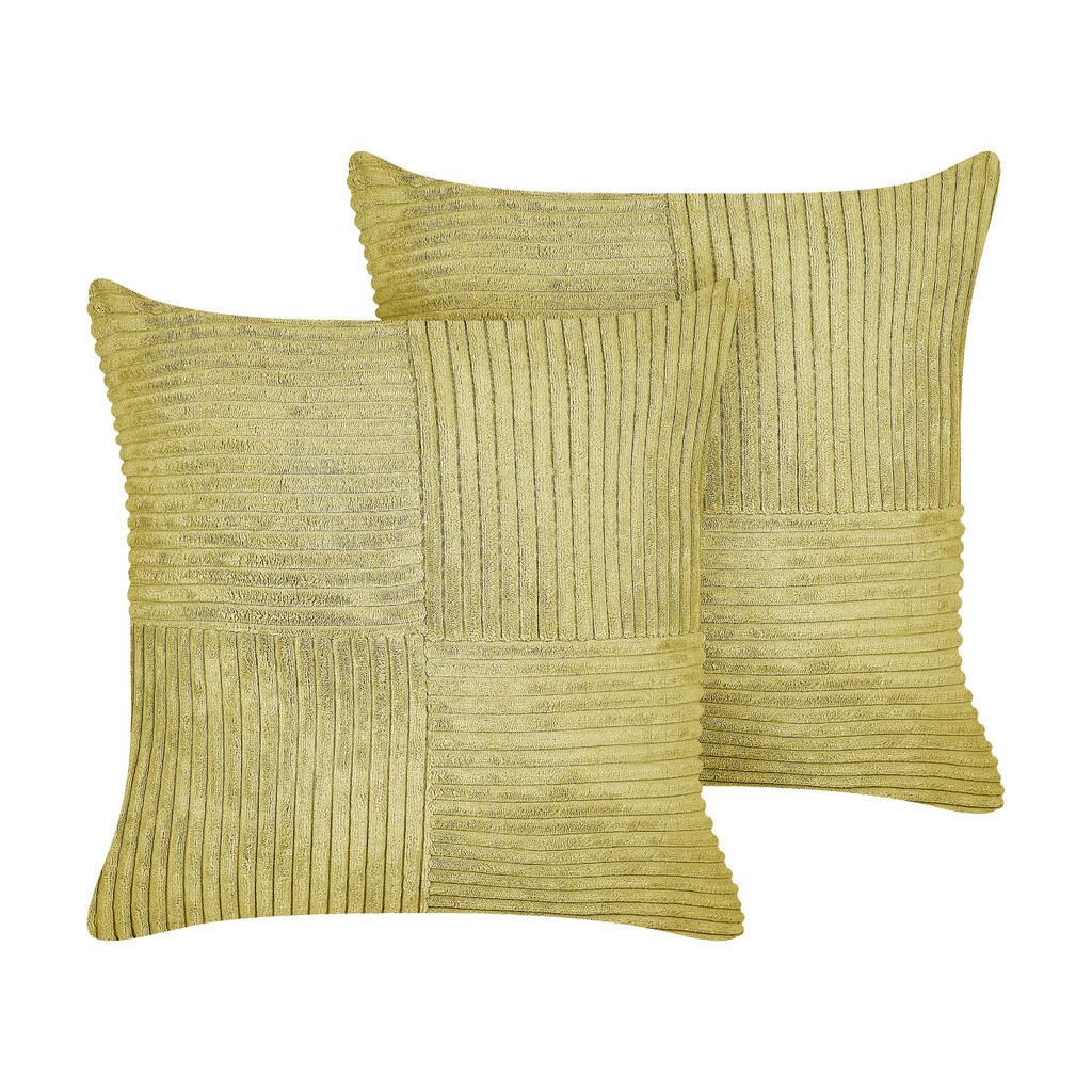 Beliani DEKORATIVNÍ POLŠTÁŘ CORD sada 2 ks Olivově zelený 43/43 cm Millet
