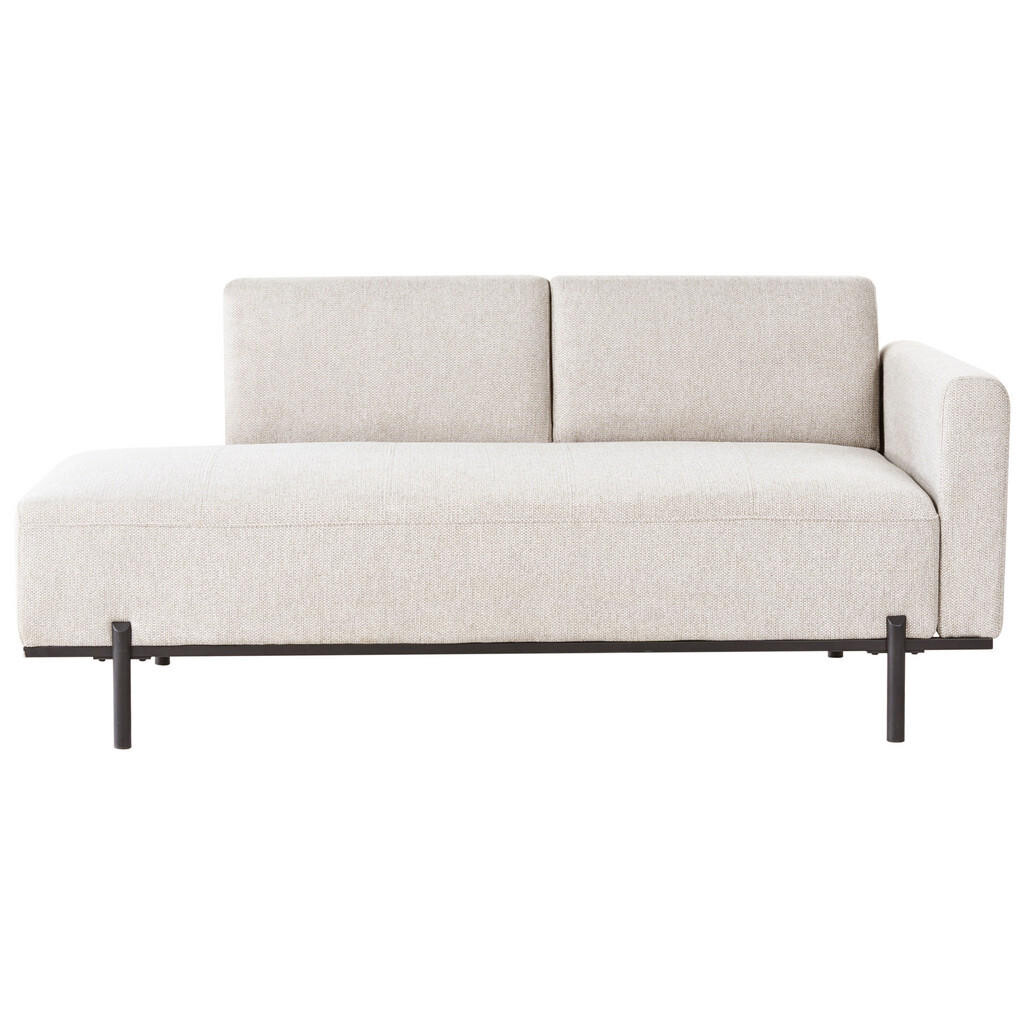 Beliani ČALOUNĚNÉ LEHÁTKO CHAISE LONGUE Umělý len Světle béžové Savasse