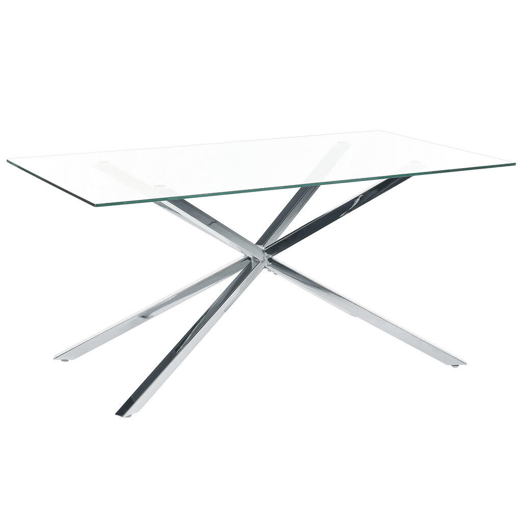 Beliani JÍDELNÍ STŮL 160/90/75 cm Stříbrně zbarvený, Průhledný Obdélníkový Cora