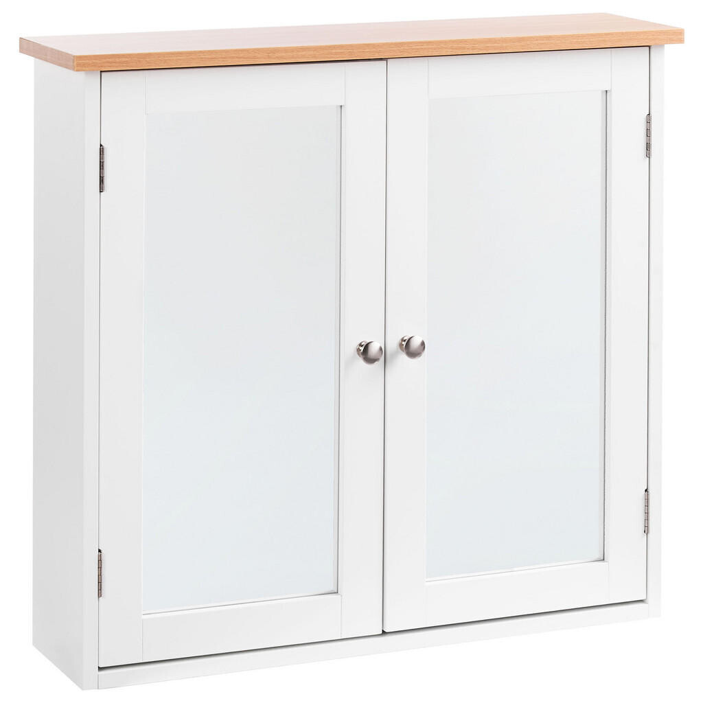 Beliani KOUPELNOVÁ ZRCADLOVÁ SKŘÍŇKA 65/60 cm Bílá Alamos