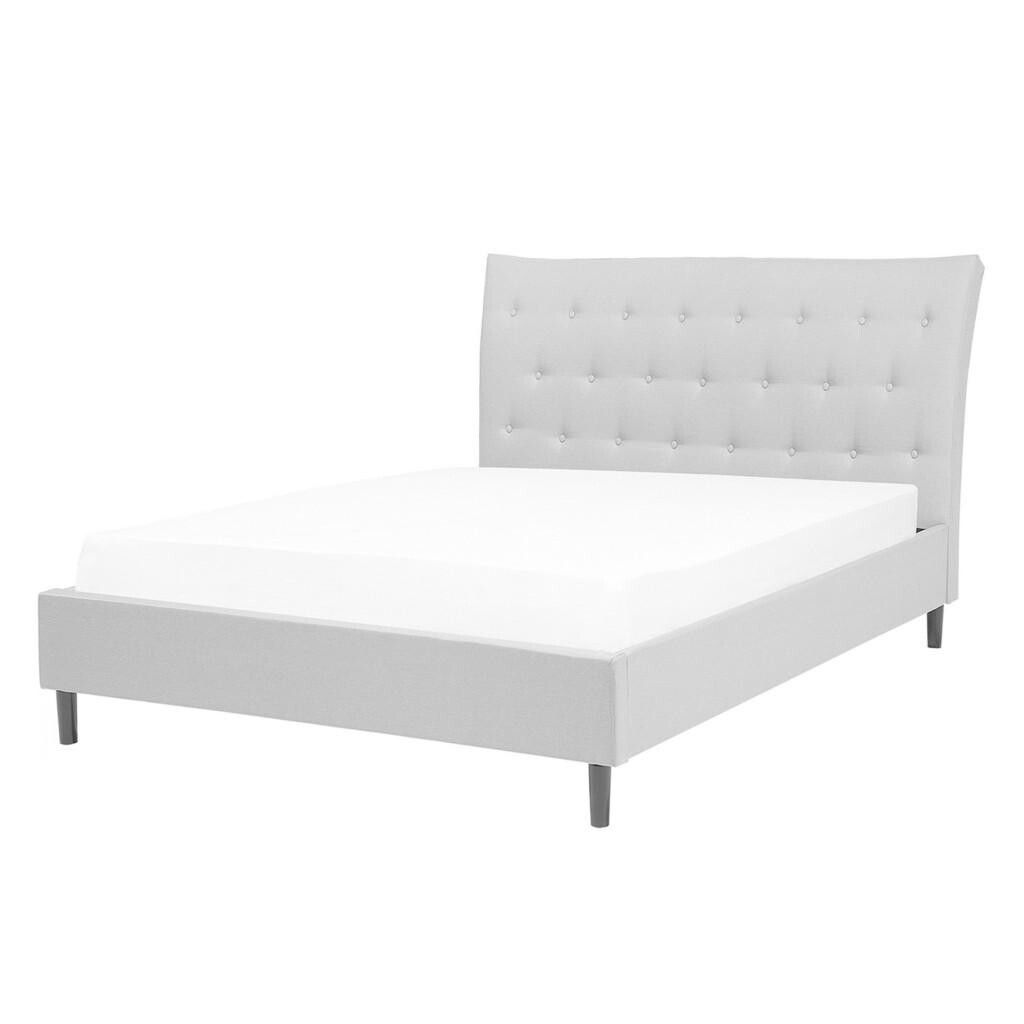 Beliani ČALOUNĚNÁ POSTEL s roštem 140x200 cm Šedá Saverne