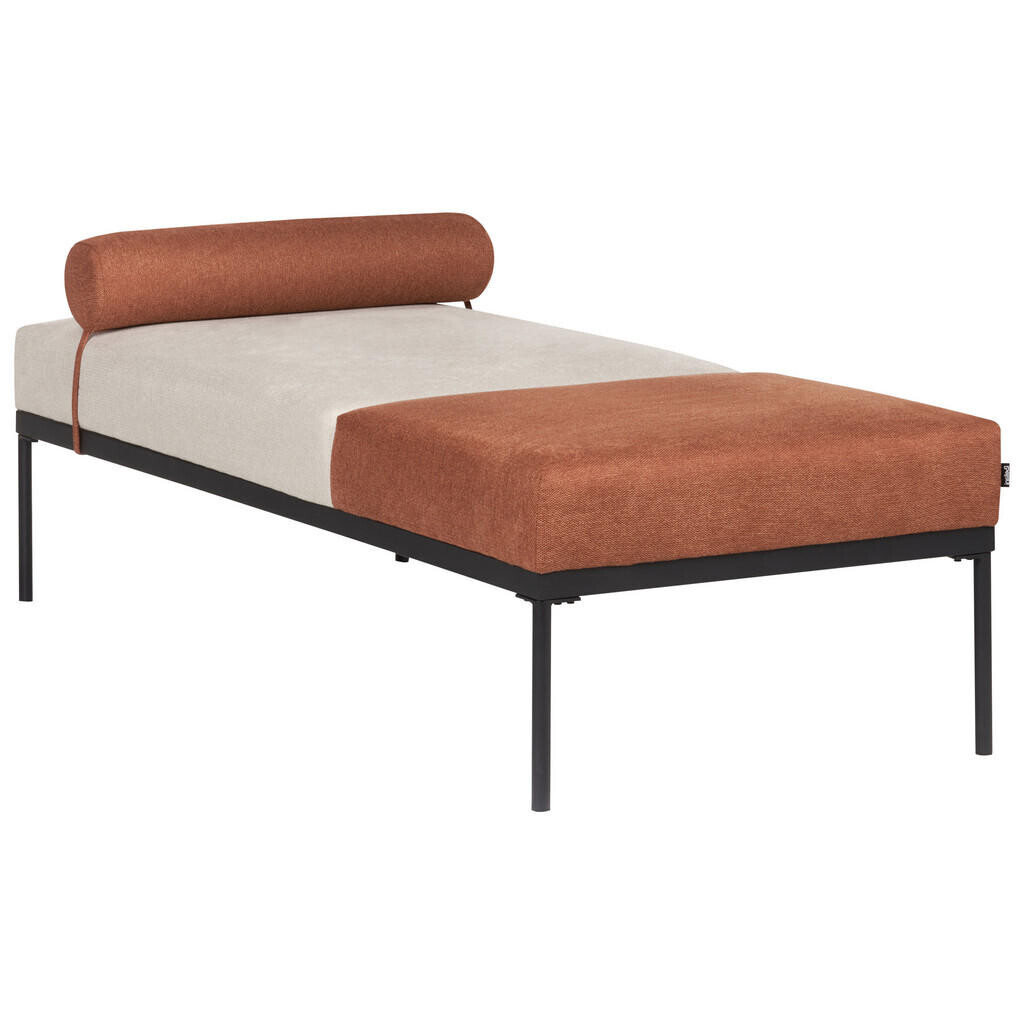 Beliani ČALOUNĚNÉ LEHÁTKO CHAISE LONGUE Umělý len Zlatohnědé Malmos