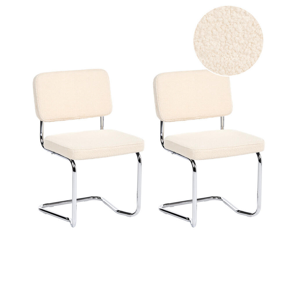Beliani JÍDELNÍ ŽIDLE sada 2 ks Bouclé Světle béžová Irwin