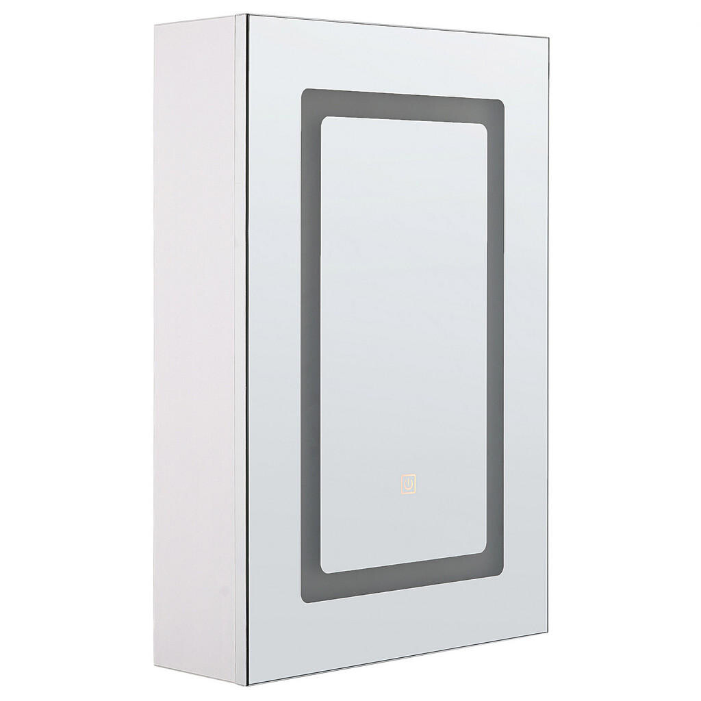 Beliani KOUPELNOVÁ Zrcadlová skříňka bílá/stříbrná s LED osvětlením 40/60 cm Condor