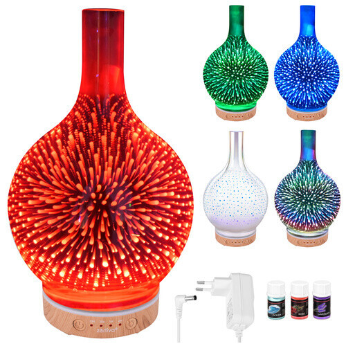 Aroma difuzér Zortiva 200 ml, RGB LED lampa, 3D efekt, aromaterapie