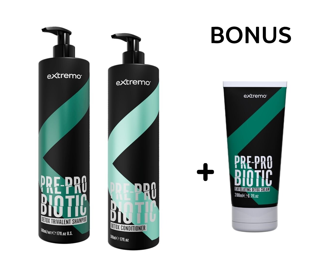 AKCE: Extremo Pre-ProBiotic Detox - šampon a kondicionér, 500 ml + peeling, 200 ml