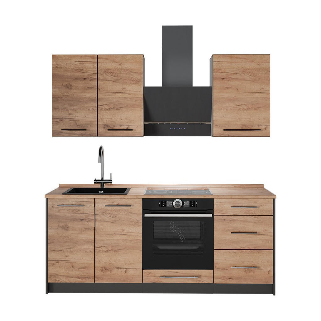 Vicco JEDNOTKOVÁ KUCHYNĚ Fame-Line, Zlatý mocný dub/Bílá, 190 cm, PD Dub
