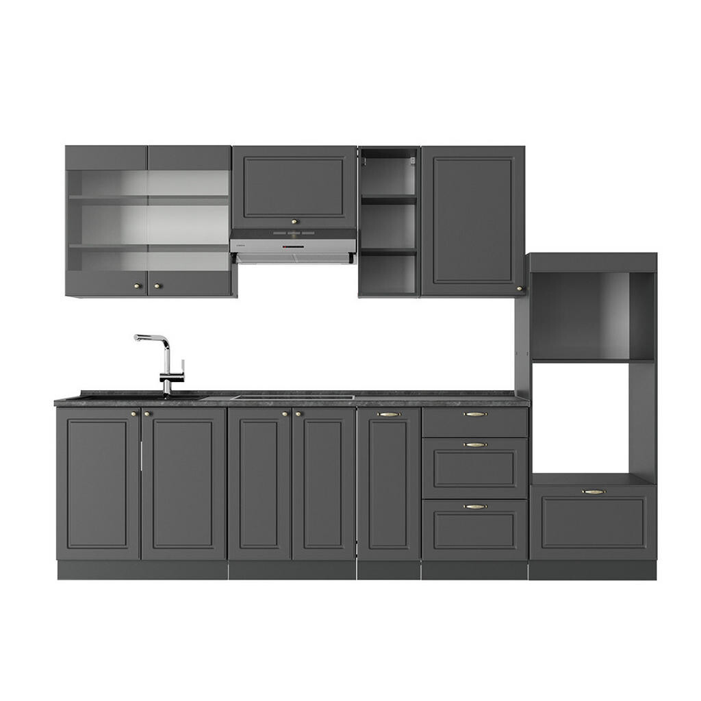 Vicco KUCHYŇSKÝ KOUT Fame-Line Anthrazit-Gold Landhaus 280 cm , PD Antracit