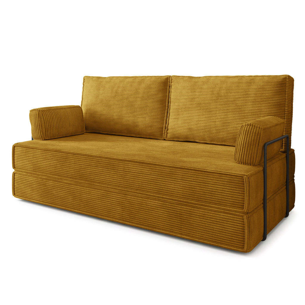 MASSENO POHOVKA z pěny SILAR s kovovým rámem Manšestrová látka Žlutá