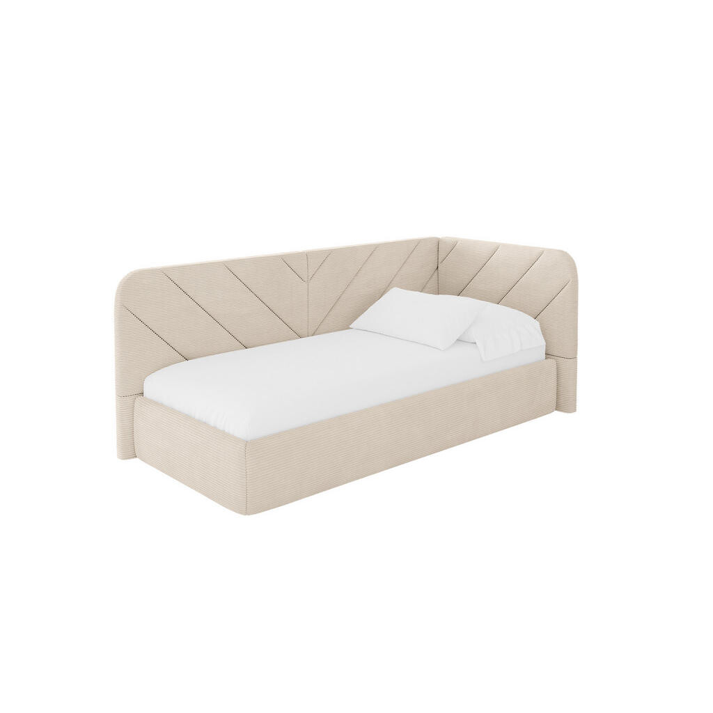 ALTDECOR JEDNOLŮŽKOVÁ POSTEL pro mládež s úložným prostorem a matrací H3/H4, vlevo - FIKY 80x200 béžová