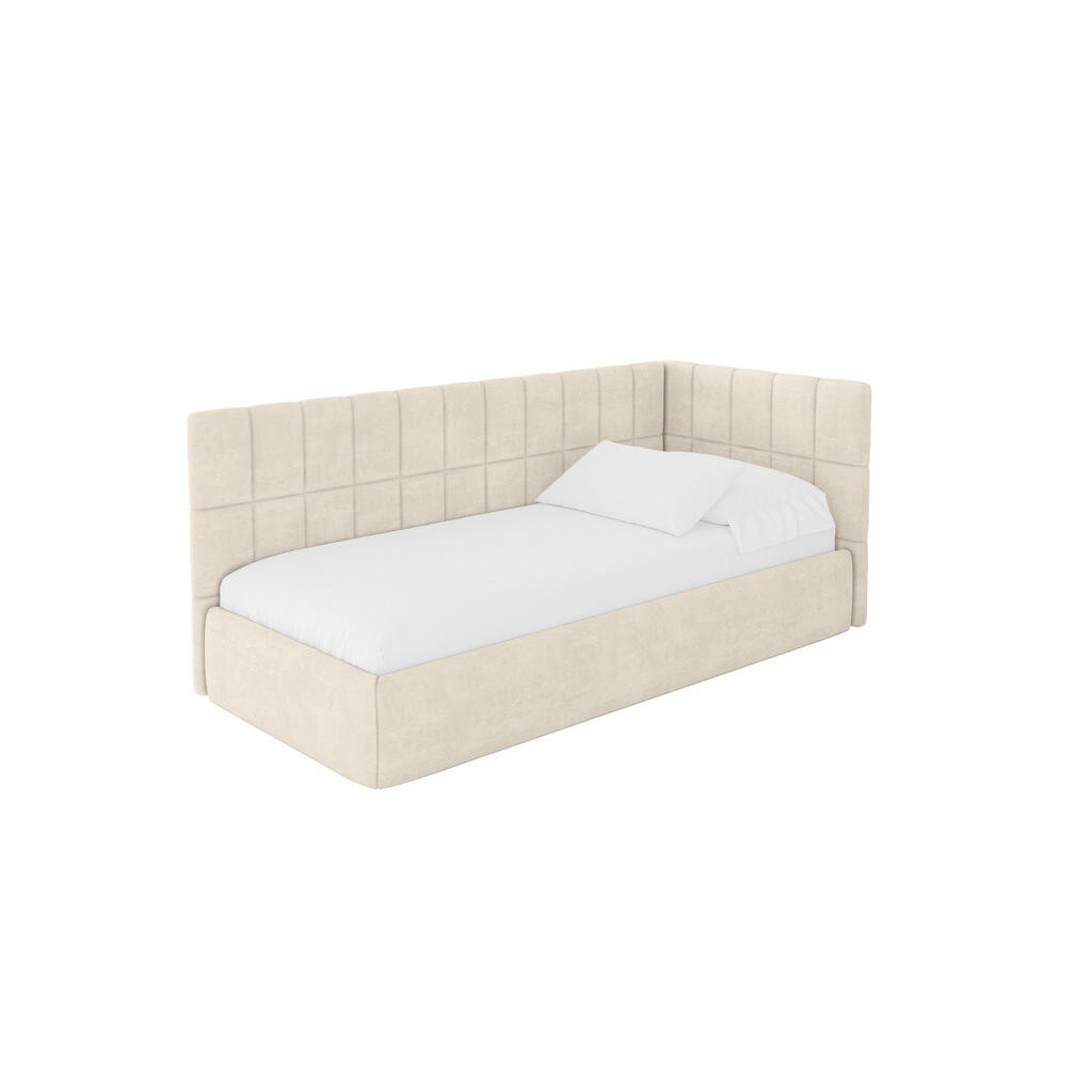 ALTDECOR JEDNOLŮŽKOVÁ POSTEL pro mládež s úložným prostorem a matrací H3/H4, vlevo - TULY 100x200 béžová