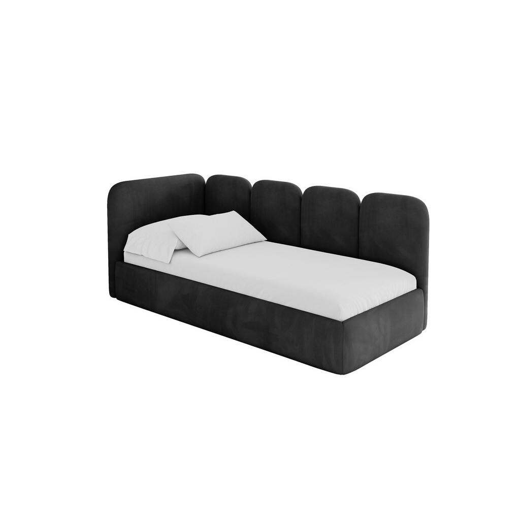 ALTDECOR JEDNOLŮŽKOVÁ POSTEL pro mládež s úložným prostorem, vpravo - VELY 90x200 černá