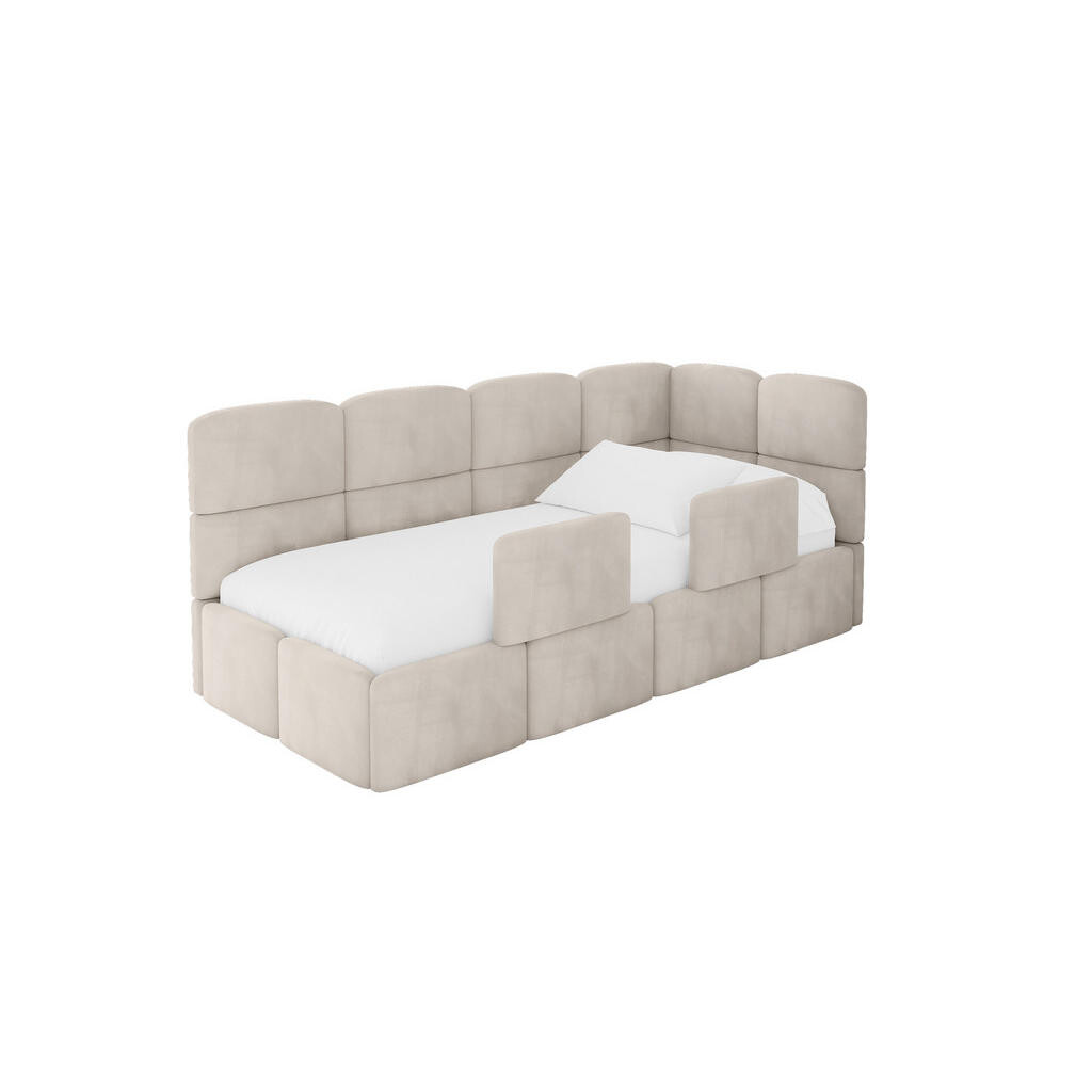 ALTDECOR JEDNOLŮŽKOVÁ POSTEL pro mládež s úložným prostorem, vlevo - KIVY 100x200 béžová