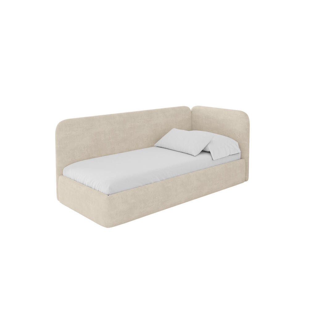 ALTDECOR JEDNOLŮŽKOVÁ POSTEL pro mládež s úložným prostorem a matrací H3/H4, vlevo - ELSY 90x200 béžová