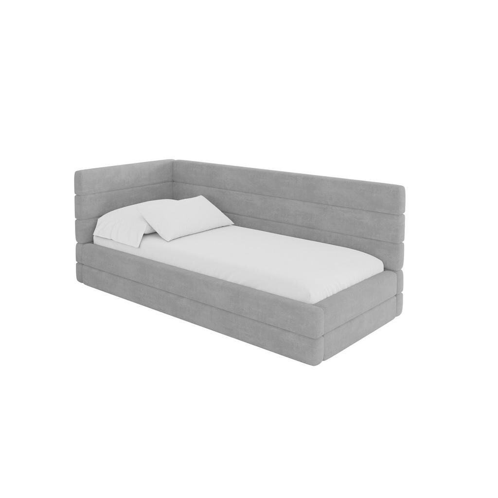 ALTDECOR JEDNOLŮŽKOVÁ POSTEL pro mládež s úložným prostorem a matrací H3/H4, vpravo - BEMY 100x200 šedá