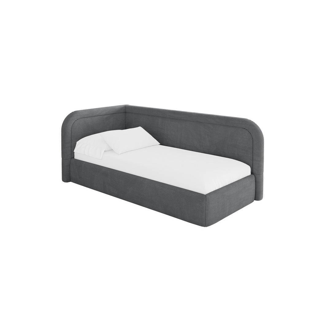 ALTDECOR JEDNOLŮŽKOVÁ POSTEL pro mládež s úložným prostorem a matrací H3/H4, vpravo - JOVY 90x200 tmavě šedá