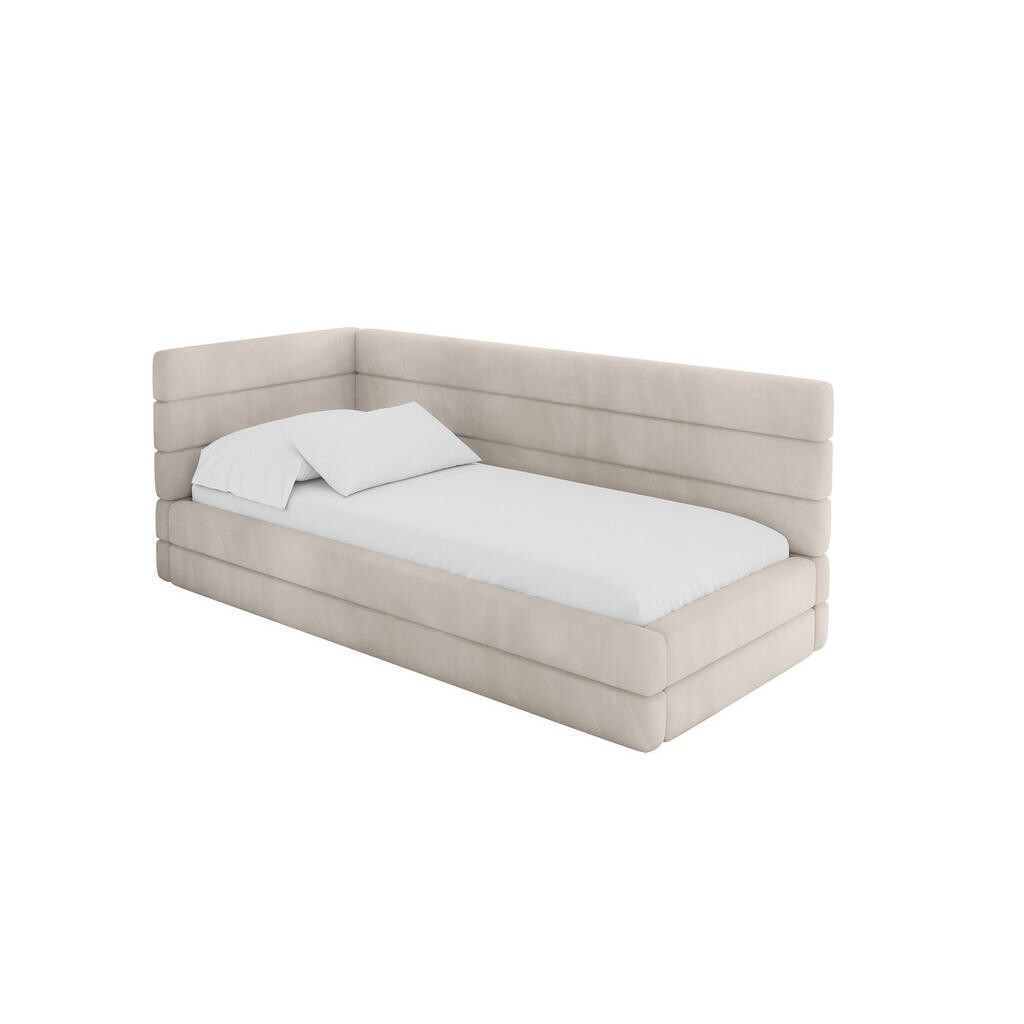 ALTDECOR JEDNOLŮŽKOVÁ POSTEL pro mládež s úložným prostorem a matrací H3/H4, vpravo - BEMY 90x200 béžová