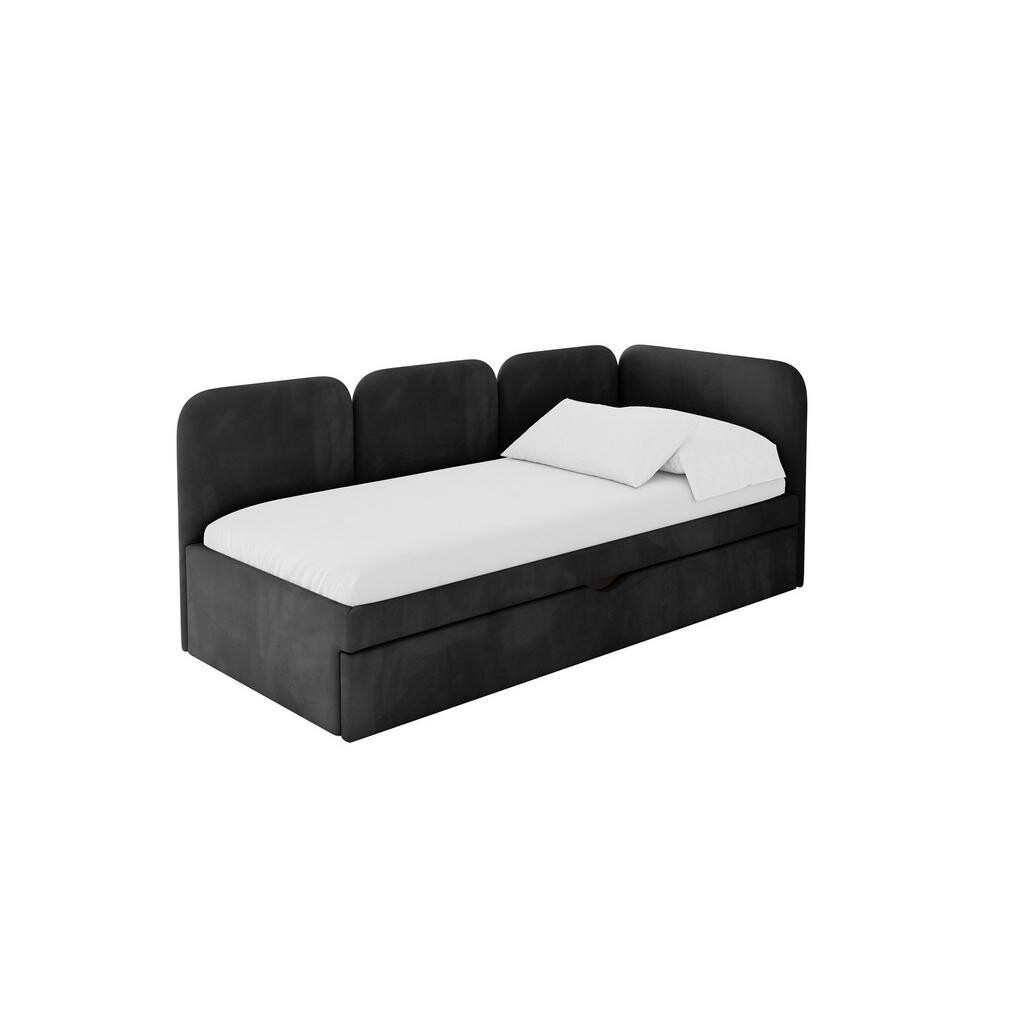ALTDECOR JEDNOLŮŽKOVÁ POSTEL pro mládež s úložným prostorem a matrací H3/H4, vlevo - ALVY 90x200 černá