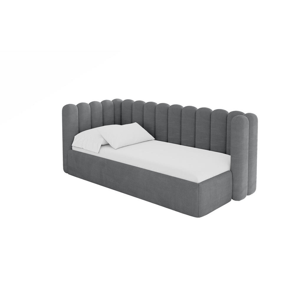 ALTDECOR JEDNOLŮŽKOVÁ POSTEL pro mládež s úložným prostorem, vpravo - HUGY 100x200 tmavě šedá
