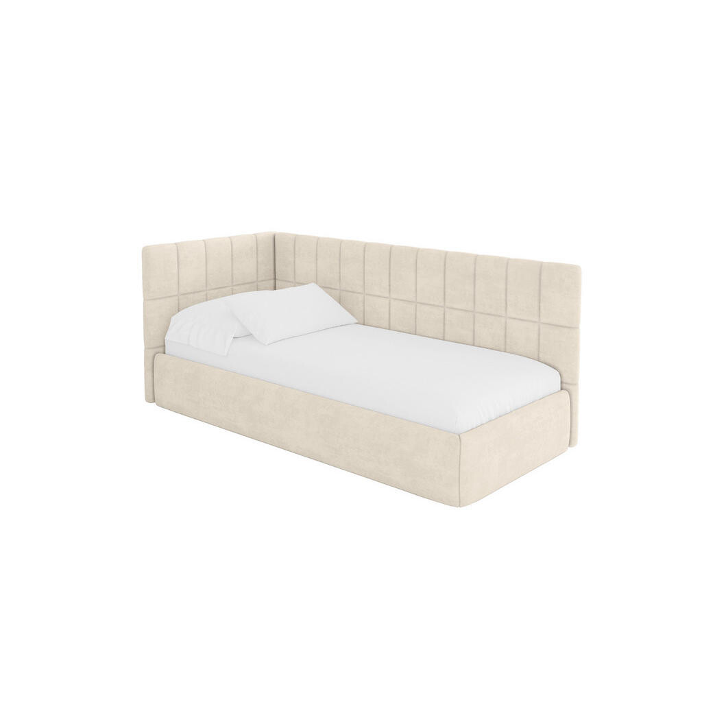 ALTDECOR JEDNOLŮŽKOVÁ POSTEL pro mládež s úložným prostorem a matrací H3/H4, vpravo - TULY 80x200 béžová